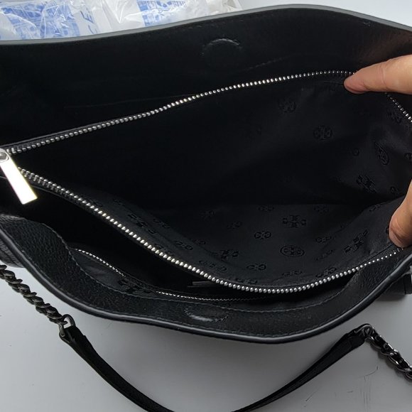 Tory Burch Britton Small Slouchy Tote Black Leather - Picture 8 of 8